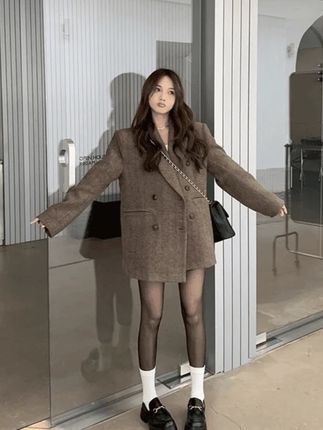 2025新款韩版宽松显瘦西装外套女美拉德穿搭呢子大衣#宽松大衣 #显瘦大衣 #西装外套 #韩版大衣 #秋冬大衣