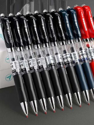 按动中性笔学生笔圆珠笔签字红水笔