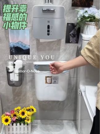 壁挂卫生间垃圾桶家用悬挂式厨房厕所 专用带盖有盖夹缝窄缝卫生桶#生活日用小神器 #居家好物 #家居好物 #实用好物