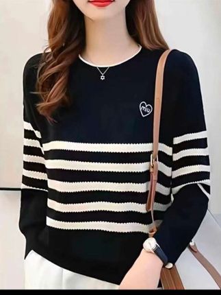 100-200斤大码女装爱心刺绣宽松显瘦圆领针织打底衫#随意穿搭 #与众不同#时尚洋气