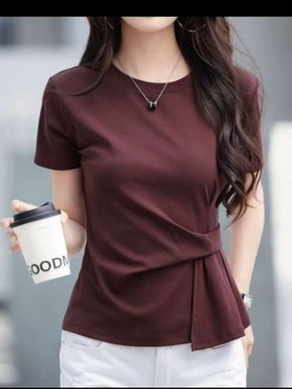 #创作灵感 ,短款短袖T恤,新款不规则遮肚子显瘦设计感纯棉短袖,#减龄气质 #高级感穿搭 #秀出好身材