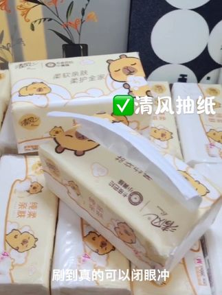 啊啊啊!清风卡皮巴拉加大加厚20大包抽纸诶!超大一包纸张柔软亲肤质量嘎嘎好!价格也很划算#卡皮巴拉抽纸#清风抽纸#抽纸
