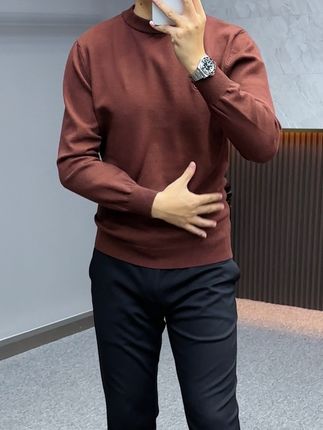 #品质男装 #强烈推荐 #穿衣显瘦 #男生穿搭 #舒适百搭 2025秋冬新款男士针织打底衫轻奢时尚休闲保暖毛衣