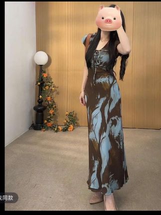 复古优雅收腰绑带短袖连衣裙女夏季新款洋气修身包臀长裙3204#
