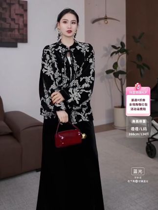 PRASE·噜【墨色芙蓉】微胖轻奢设计款秋新中式丝绒刺绣外套#丝绒刺绣外套#新中式外套#高级感穿搭
