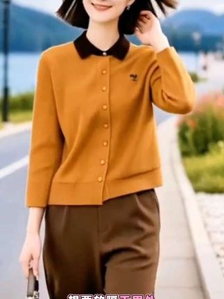 韩版简约女装通勤设计感春秋洋气时尚翻领针织衫搭直筒裤两件套装#秋季穿搭 #秋冬季毛呢大衣#时尚穿搭 #穿出高级感 #穿出青春活力