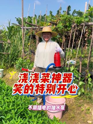大姐,有这个浇菜神器特别开心,再也不用费力气去提水了#测评抽水泵#农村生活 无线遥控抽水泵#无线锂电池抽水泵#三农 #田园生活