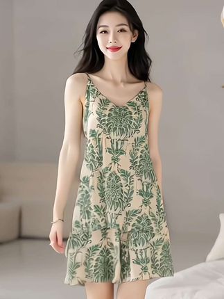 炎炎夏日,在家喜欢舒服的姐妹们 赶紧来看这个自带胸垫的睡衣套装,真的太舒服了#面料柔软舒适#夏季新款#女士睡衣