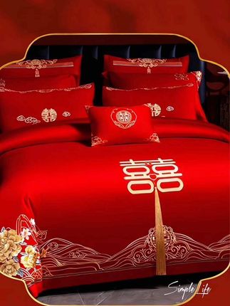 #婚庆全棉四件套 #全棉刺绣结婚四件套#国庆床上四件套
