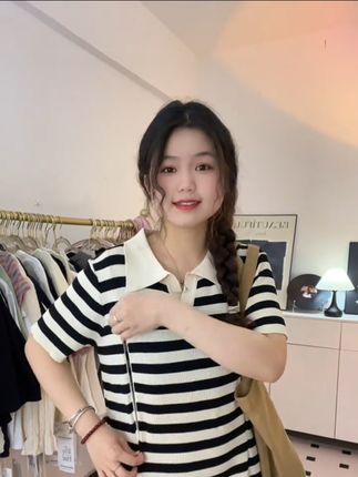 产后辣妈哺乳裙遮肚大码V领夏季短袖针织裙显瘦孕妇装翻领连衣裙#哺乳衣#产后穿搭#针织连衣裙#宝妈