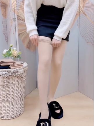 秋冬季加绒加长水光大腿袜一体绒过膝袜防勾丝防滑硅胶长筒袜子