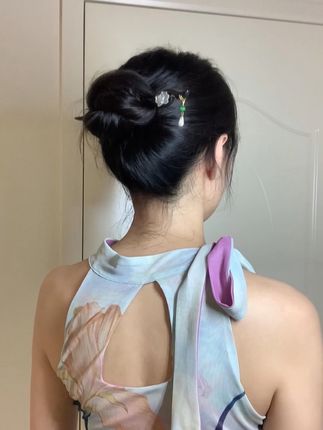 莲花发簪太美啦~发簪盘发#发簪盘发