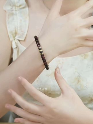 【中国徐州博物馆联名款】印度小叶紫檀0.7药片珠精工单圈手串国潮#小叶紫檀手串 #小叶紫檀药片 #文玩手串 #印度小叶紫檀手串 #手串