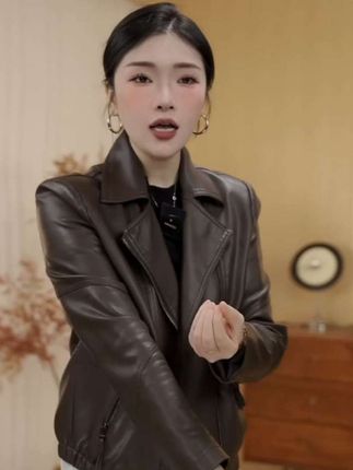 2025新款修身时尚显瘦皮衣女款爆款休闲百搭机车外套复古外套#气质皮衣 #春秋新款 #休闲百搭