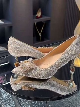 芊思蜜婚鞋女轻奢高跟鞋婆婆旗袍礼服2025爆款细跟#亮片百搭单鞋##旗袍礼服鞋#婚鞋推荐