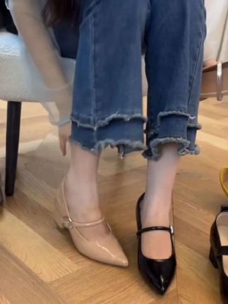 晚睡兰•内增高10cm法式尖头气质通勤单鞋女粗跟一字扣带玛丽珍女#时尚美鞋 #软底软面穿上超舒服 #复古女鞋 #百搭鞋子 #软底小单鞋