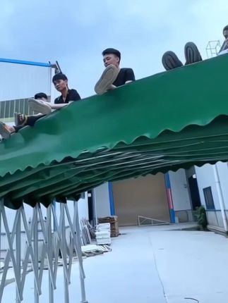 定制推拉雨棚户外大型仓库伸缩帐篷烧烤夜宵停车位排档移动遮阳棚#车棚 #遮阳篷 #酒席帐篷 #膜结构景观 #农村酒席帐篷 ,汽车帐篷