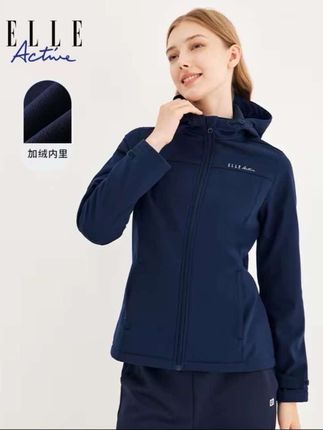 ELLE Active秋冬新款户外运动休闲连帽外套女拉链加绒加厚款保暖#无限回购的宝藏单品 #外套 #休闲穿搭#品质女装 #高级感穿搭