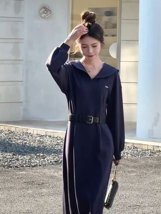 轻职风H型裙连衣裙2025收腰春秋季显瘦气质长袖洋气时尚休闲翻领#气质显瘦穿搭 #今年最流行穿搭 #秋季穿搭