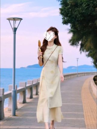 #新中式穿搭#新中式旗袍#不规则收腰连衣裙#洋气减龄#新中式改良旗袍