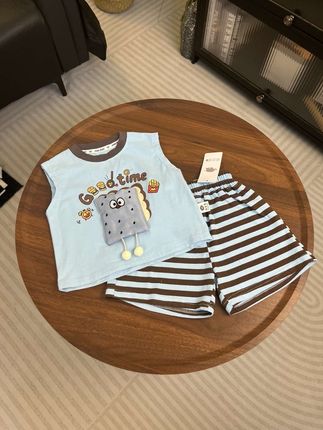 高品质纯棉无袖背心套装#潮童穿搭 #夏季穿搭 #男孩子也要有衣品 #高品质童装 #男童穿搭