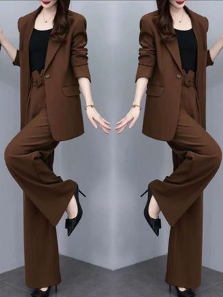 总裁三件套女西装2025秋季新款高腰阔腿裤设计感高级时尚西服套装#时尚穿搭 #西服套装 #显瘦穿搭 #职场穿搭 #好物推荐 @DOU+上热门 @DOU+小助手 @巨量千川
