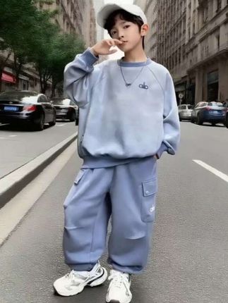 男童春秋款卫衣套装2025新款秋季中大儿童男孩秋装痞帅炸街运动潮#潮酷穿搭 #帅气穿搭 #男童穿搭 #青春活力 #运动休闲套装
