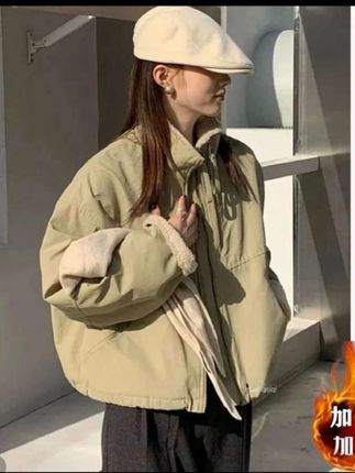 2025仿羊羔毛双拉链派克 服!#小个子韩版休闲宽松短款 外套秋季新款派克服时尚#软装搭配饰品 #休闲短款外套#女士短款派克 服秋季新款秋冬穿搭收起