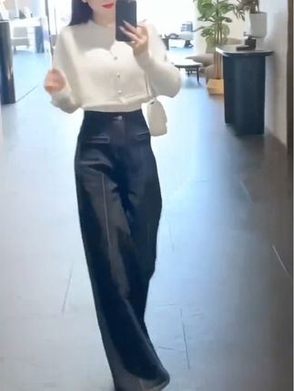 入秋一整套女装2025新款韩版设计感气质假两件上衣牛仔裤两件套潮