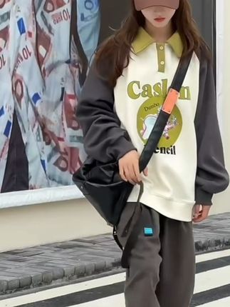 女童卫衣春秋款秋装中大童翻领长袖#卫衣穿搭 #女童穿搭 #日常vlog