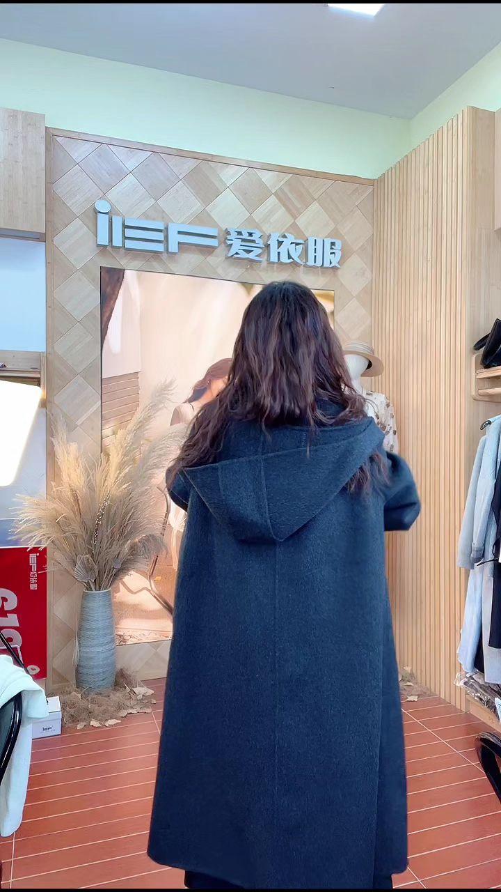 IEF/爱依服2025新款冬季双面呢绵羊毛重工立裁版型长外套#爱依服外套