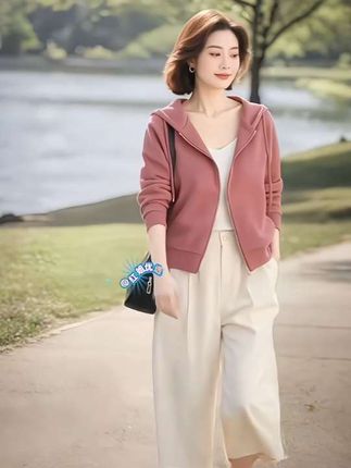 #春秋穿搭 #休闲连帽拉链卫衣外套#穿出高级感 #休闲减龄穿搭 #谁穿谁好看不分年龄段