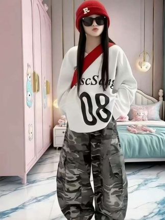 女童新款休闲宽松卫衣套装#套装穿搭 #春秋新款 #潮童穿搭女童卫衣套装
