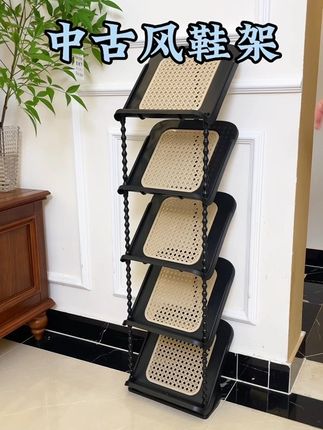 门口旁放上这款#中古风鞋架,换完的鞋子就不会乱糟糟的到处放了#鞋架 #鞋子收纳架