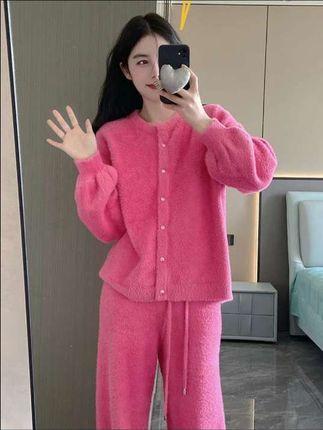 #法兰绒家居服睡衣 #加绒加厚家居服女 #面料柔软舒适