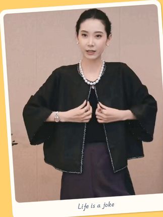 CHENSMCHEN 香云纱龟裂纹复古中式外套女宽松显瘦上衣CSHW7158SL