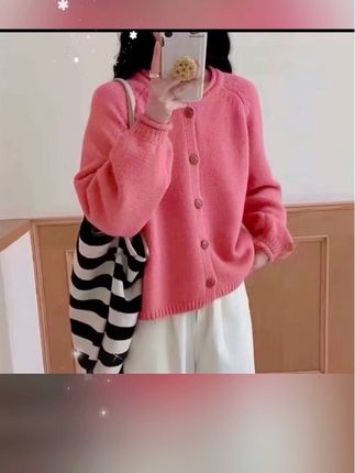 2025秋冬新款女装慵懒风宽松纯色针织开衫女毛衣外套上衣Q63#只做高品质 #超好看 #女神范 #时尚洋气百搭
