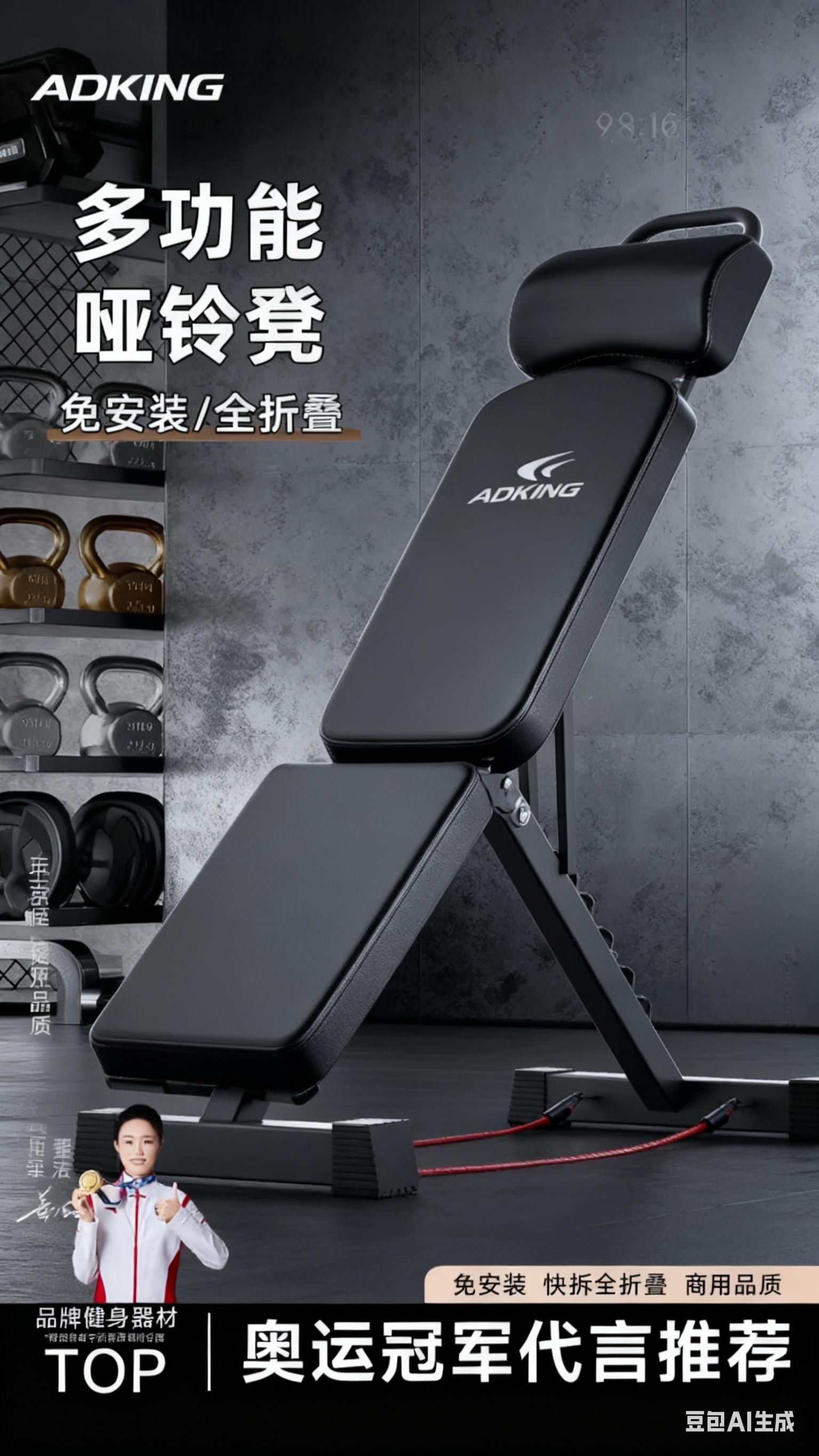 哑铃凳专业卧推训练健身男士家商用多功能杠铃飞鸟可调运动锻炼椅