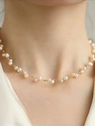天然淡水珍珠满天星项链女小众简约仙女温柔气质锁骨链复古颈链#淡水珍珠 #珍珠项链 #巴洛克珍珠 #不规则珍珠
