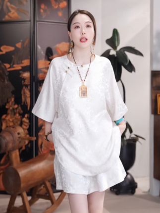 张林根正绢·金玉满堂!双鱼纹桑蚕丝银通新中式上衣!GZ6176#中式美学服饰 #国风服饰 #江南新中式禅意服饰 #秀出新国风 #原创国风