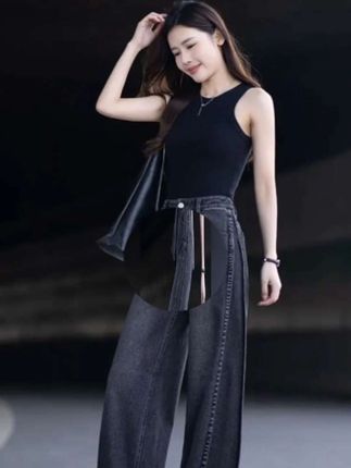 高腰直筒牛仔裤#显高显瘦显腿长 #简约大气 #高品质女裤 #