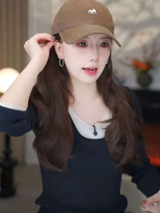 #大波浪假发棒球帽 #大波浪假发帽 #假发帽子一体 #帽子假发一体 #发量少的救星