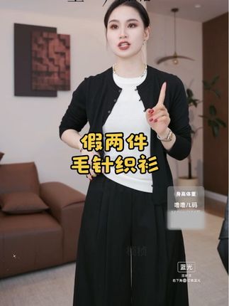 微胖轻奢设计款秋羊毛假两件毛针织衫#叠穿 #假两件 #打底衫 #针织衫 #秋冬穿搭