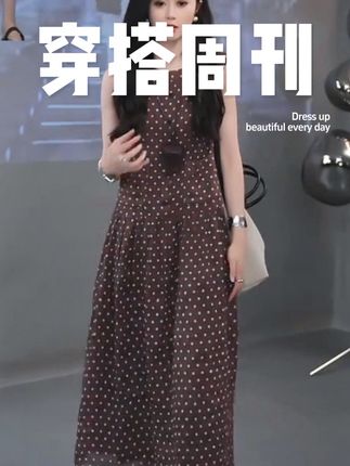 法式高级感波点连衣裙女2025夏季流行单品新款中长裙简单大方裙子#爆款热卖中 #女装搭配 #显瘦穿搭 #抖音小助手 #抖音大数据推荐给有需要的人