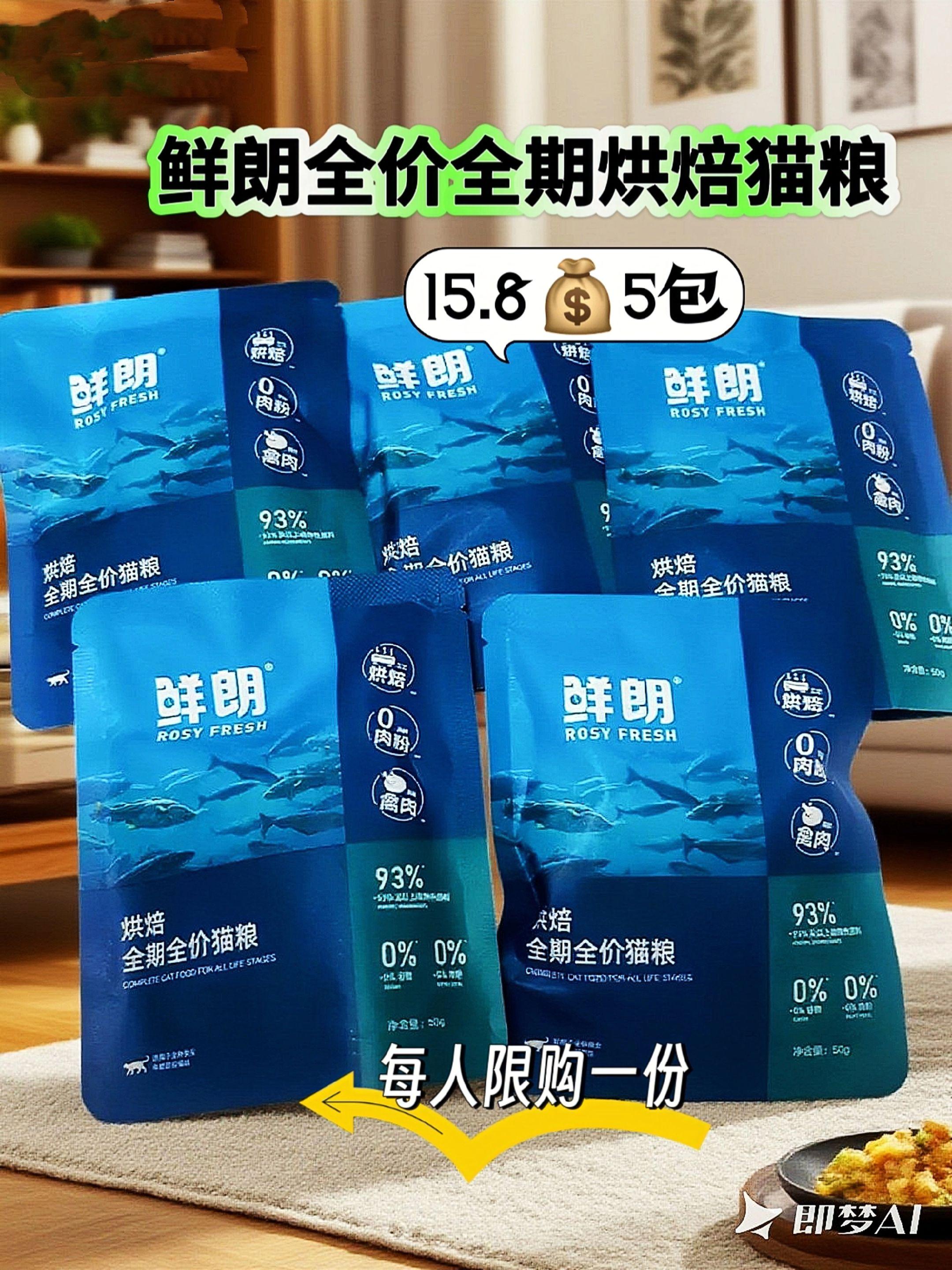 【专属试吃】鲜朗烘焙全价全期猫粮禽肉兔肉鱼肉幼猫成猫试吃5包装#猫粮试吃 #鲜朗猫粮 #全价全期 #禽肉猫粮 #猫猫美食