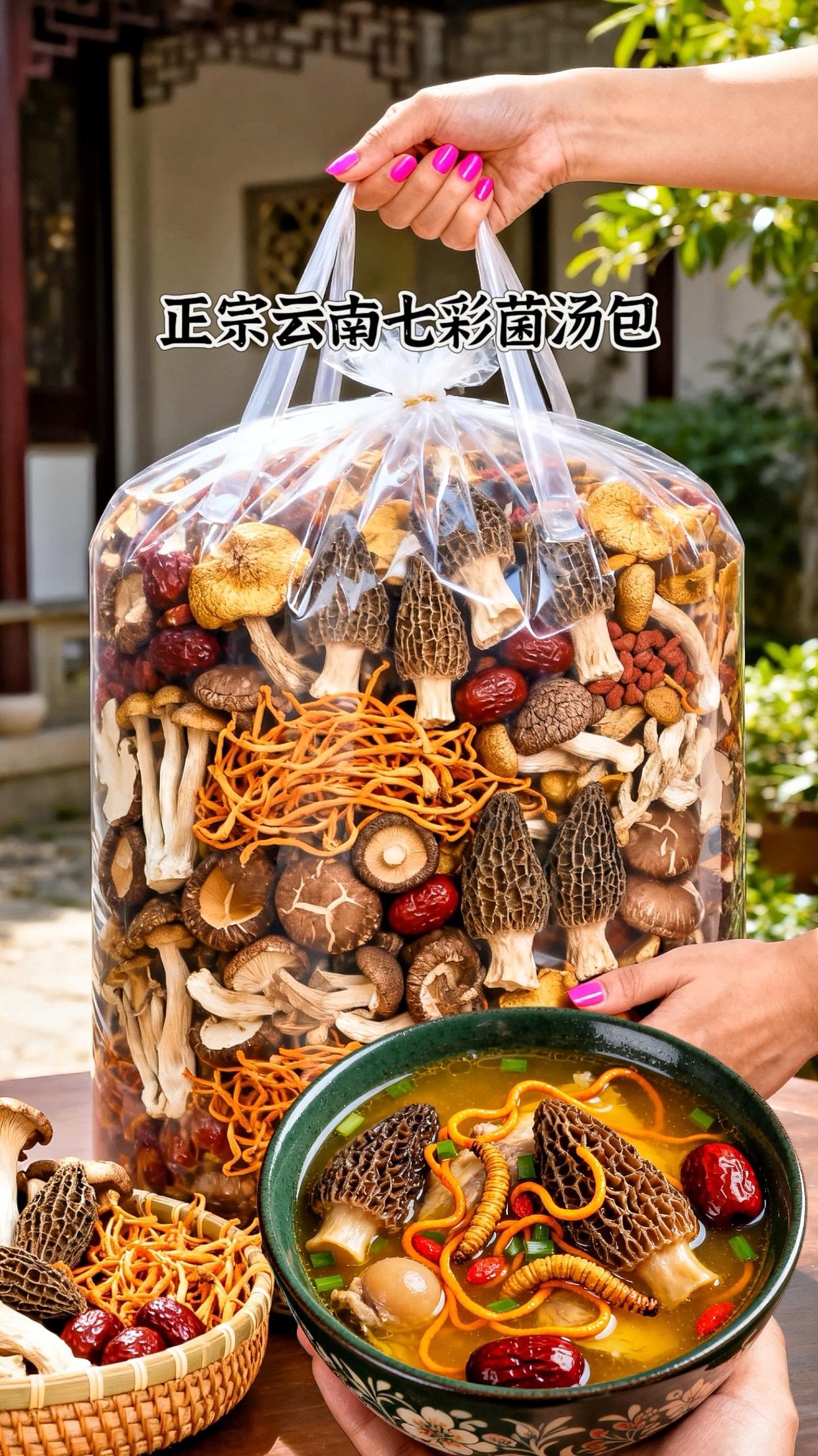 #抖音美食推荐官 姐妹们赶紧看过来,平时爱煲汤的家人哈,赶紧过来抢这个两块九毛钱一包的这个七彩菌菇汤哈,现在来厂家就是为了冲销量,给大家一个体验价,两块九毛钱一包,而且哈还给你包邮到家,真的真的太划算了哈。而且它的配料表呀是非常的干净的。 它的里面哈是有红枣、羊肚菌,鸡油菌,松茸菌,还有虫草花。咱们平时哈煲一个排骨汤呀,鸽子汤呀,猪骨汤呀,都是非常的养胃又健康哈。现在哈天气呀,这么热,最适合咱们喝菌菇汤了哈,非常的鲜甜,而且还不油腻。家人们趁着今天呀活动这么划算,下方的小黄车呀,你赶紧去抢上两单 #云南七彩菌菇汤 #煲汤爱好者 #煲汤爱好者分享 @DOU+小热门🔥粉丝千千万🔥 @创作者百亿流量扶持 @上热门🔥🔥🔥