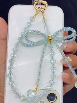 好美的灵动蓝蝴蝶结百搭手机链🤩