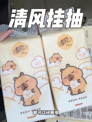 家庭必备的消耗品,就是要去薅羊毛,杂牌不考虑,#清风挂抽 正好在做活动,而且还是和卡比巴啦联名款,100%原生木浆,一家人都可以用
