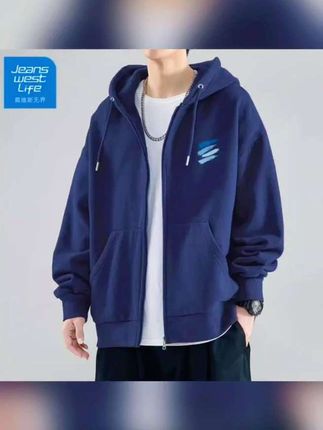 #真维斯藏青男款高端品牌卫衣#2025新款青少年牛奶丝拉链帽衫潮男装#男生穿搭#运动休闲