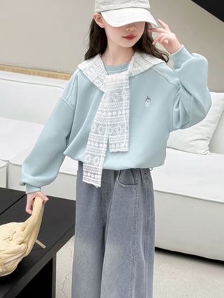 #上热门🔥 女童春秋款套装2025新款女大童韩系卫衣牛仔裤儿童春装上衣两件套#甜美风穿搭 #高品质童装 #甜美穿搭 #甜美女孩穿搭
